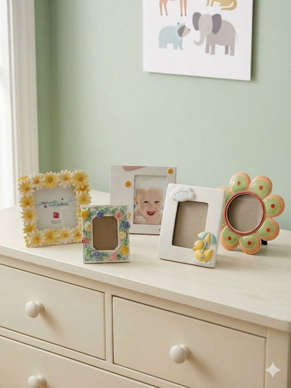 Collection of 90s Picture Frames Variety Russ Hallmark Resin Kids Baby Pastels